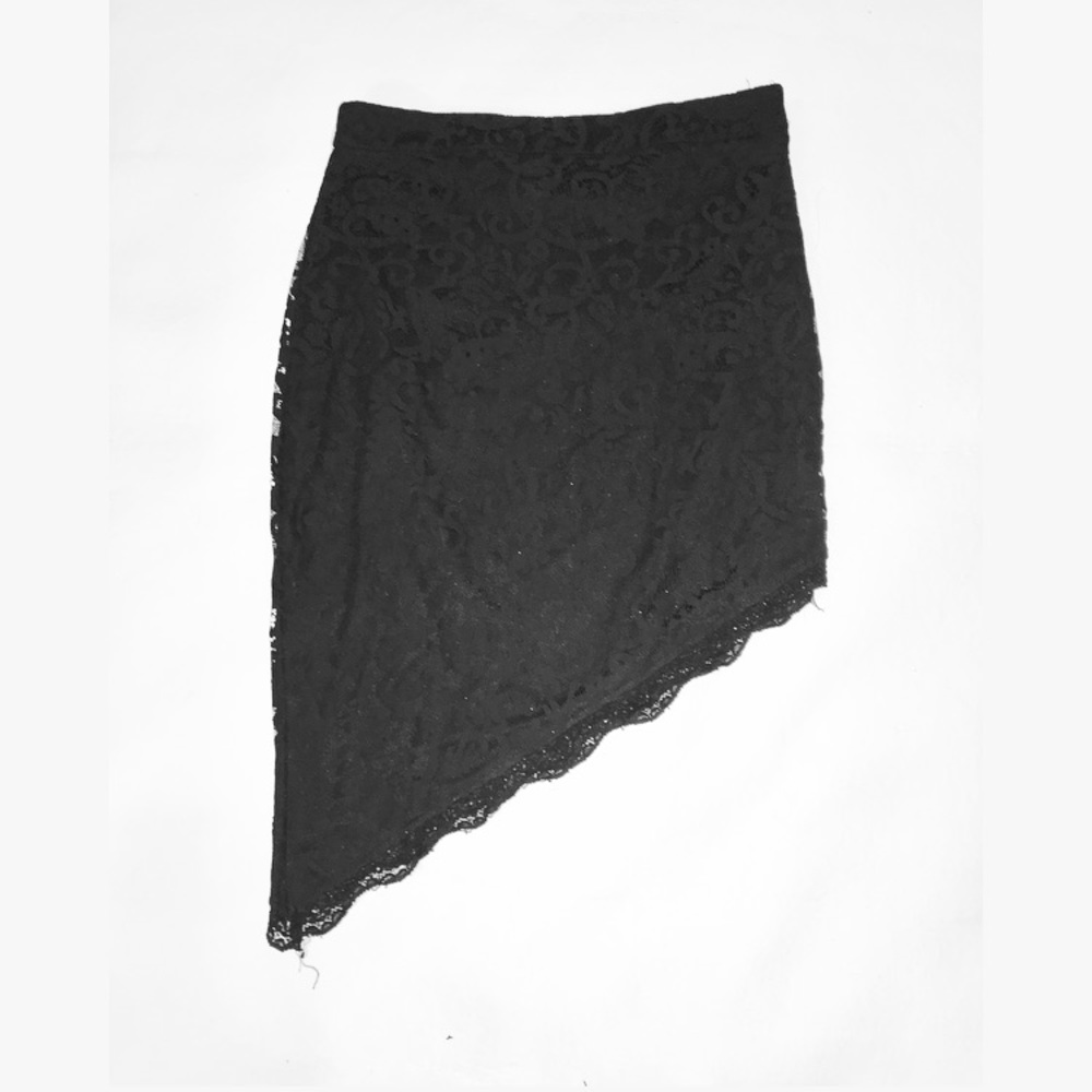 TOBI Asymmetrical “Live a Little Black Lace Skirt”